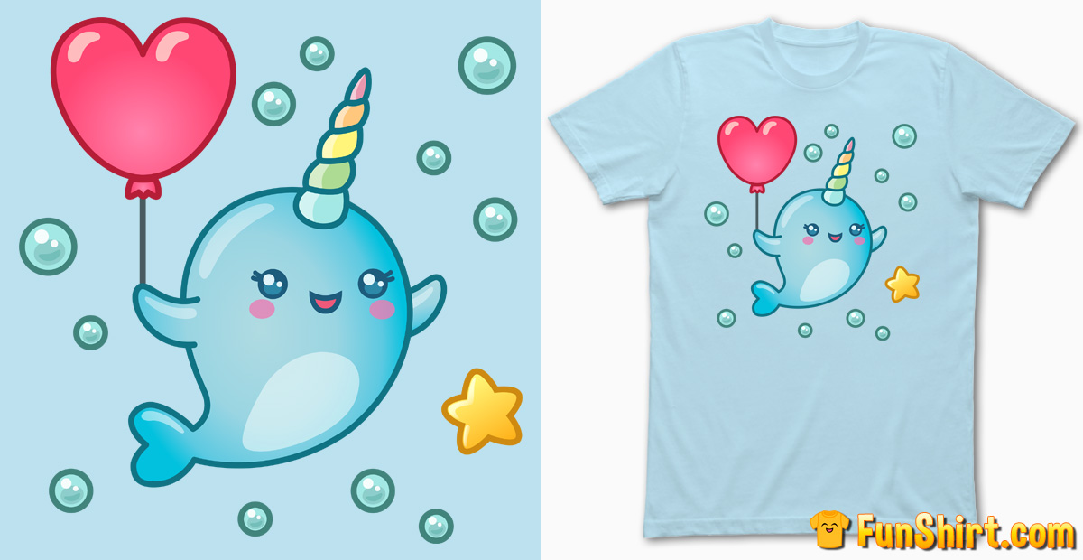 Kawaii Narwhal T-Shirt Design | Cute Graphic Tshirt for Girls