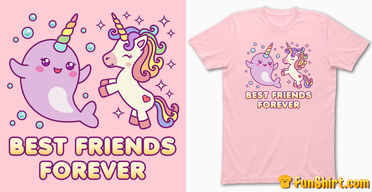 Cute Narwhal Unicorn T-Shirt | Best Friends Forever BFF Tshirt