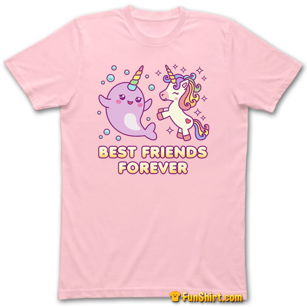 Tshirt Tee Shirt Narwhal Unicorn Best Friends Forever BFF