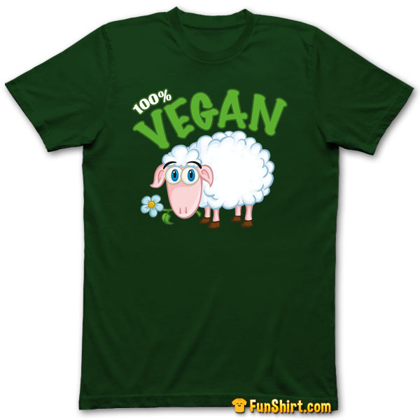 Tshirt Tee Shirt Funny 100% Vegan Sheep Logo