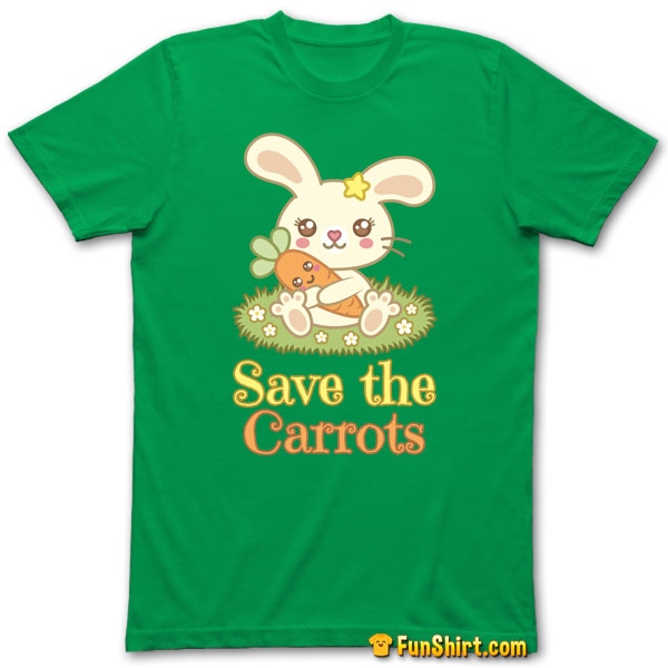 Tshirt Tee Shirt Kawaii Bunny Hugging A Cute Carrot 