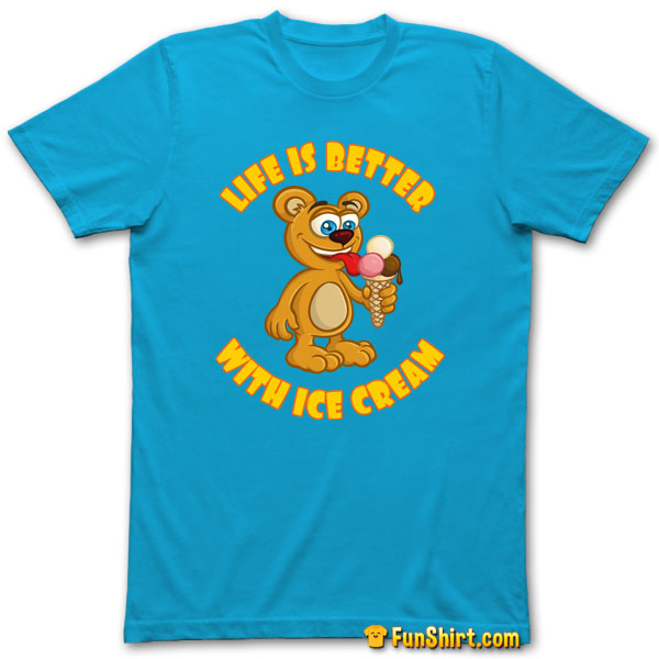 Tshirt Tee Shirt Funny Teddy With Ice Cream Cone and Summer Saying