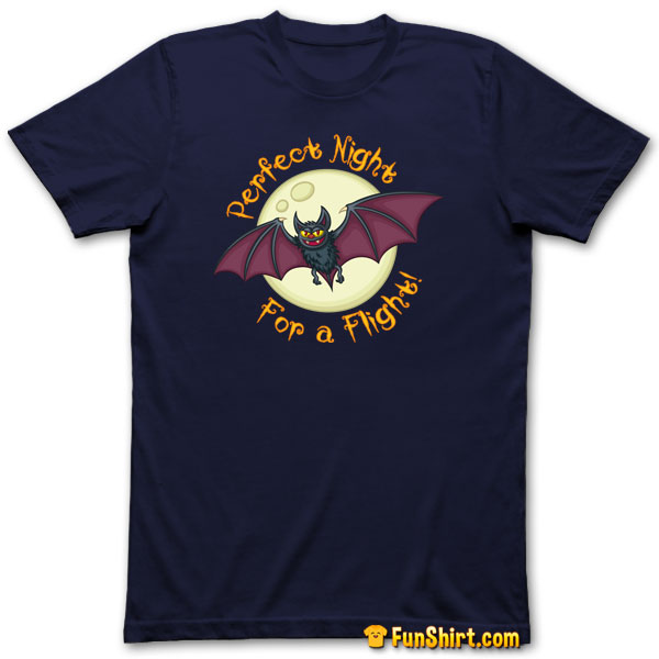 Tshirt Tee Shirt Creepy Bat Flying in Front of Full Moon Halloween Quote